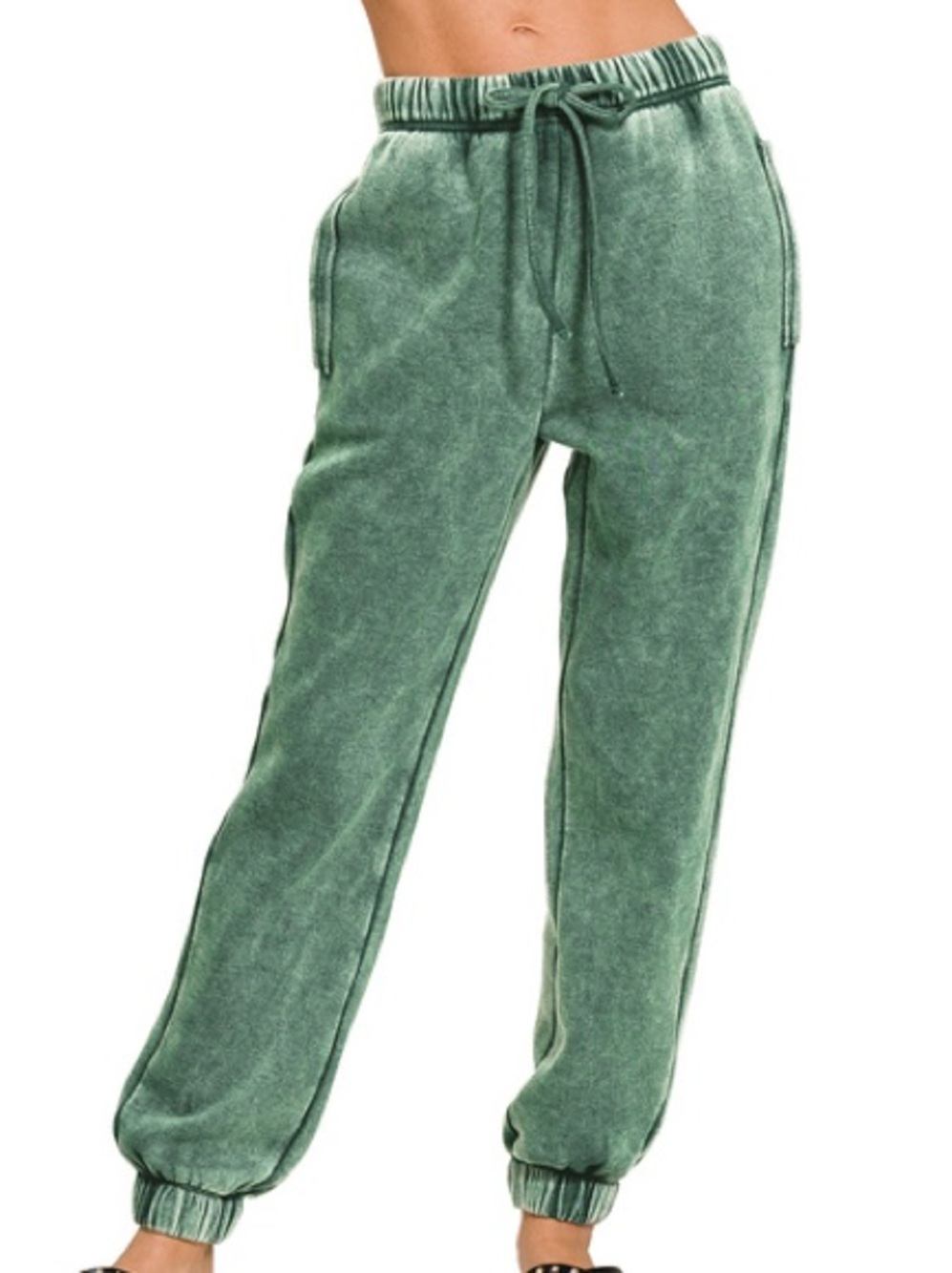 Zenana Outfitters Sage Green Washed Drawstring Jogger Pants